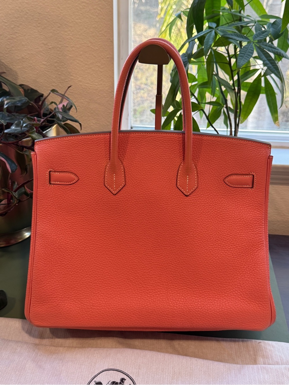 Hermes Coral Togo Leather Birkin 35 with Palladium Hardware - Picture 12 of 16